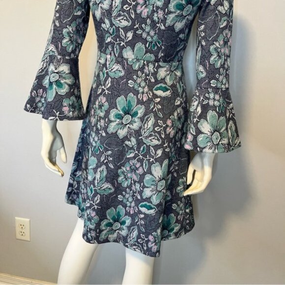 Anthropologie Maeve Blue Gray Florence Swing Dress Size Small - Picture 3 of 12